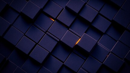 Abstract 3D Cube Texture  Dark Blue Geometric Wallpaper Background