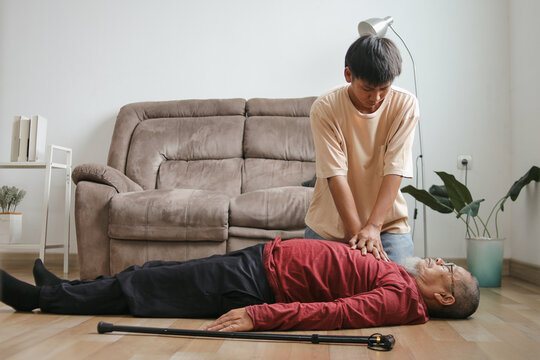 First Aid Emergency CPR rcp On Heart Attack Man , Resuscitation Cardiopulmonary