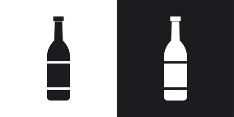 Wine bottle icons pack in solid style