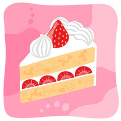 一切れの苺のショートケーキのベクターイラストレーション