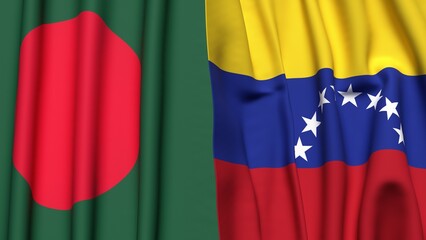Fototapeta premium Flags of BANGLADESH and Venezuela with realistic cloth texture