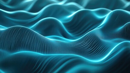 Fototapeta premium Abstract Teal Blue Wavy Digital Landscape Background Illustration