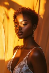 A woman with a short haircut