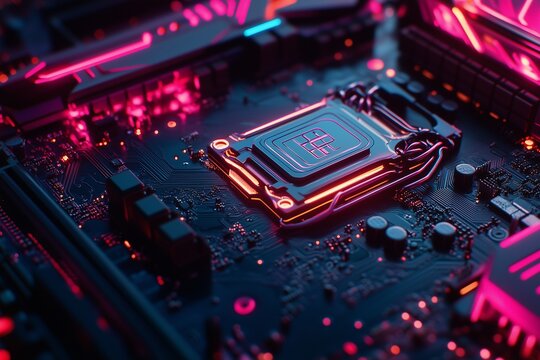 A glowing matrix of interconnected circuits in a vast data grid. 
