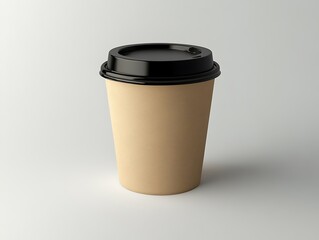 Brown Coffee Paper Cup with Lid on an isolated white Light Background