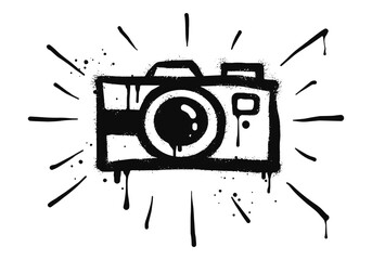 Spray painted graffiti Camera sign in black over white. Camera drip symbol. isolated on white background. vector illustration © Receh Lancar Jaya