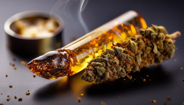 marijuana joint with wax oil and kief