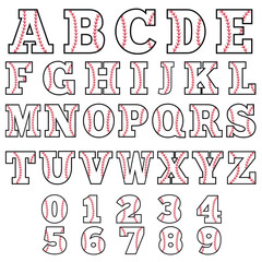 Baseball Design Alphabet and Number