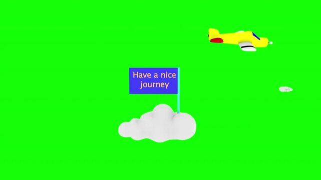 paper plane flying happy nice journey word reveal 3d animation with alpha channel