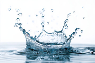 Freeze frame photography of splashing water. Isolated in white