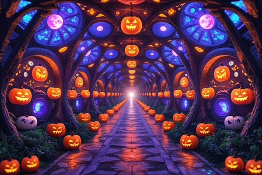 Colorful Halloween Kaleidoscope Adventure in a Magical World Fun Animated Design for Children
