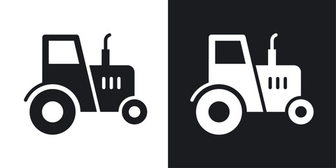 Tractor icons pack in solid style