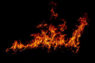 The fire, burning flame. Large burning flaming fire.