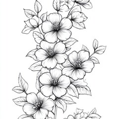 Cherry blossom flower coloring page nature simple design botanical art tranquil environment artistic view