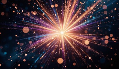 Vibrant abstract background featuring a dynamic swoosh intertwined with sparkling glitter and ethereal stardust in a mesmerizing blend of colors and textures