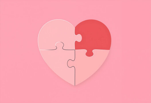 Heart-shaped puzzle, symbolizing connection and partnership. Perfect setting to celebrate Couple Appreciation Month and moments of togetherness illustration