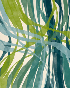 Illustration Of Layered, Blue And Green Overlapping Lines