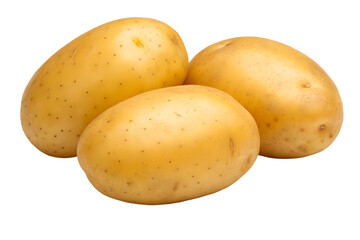 Three fresh potatoes isolated on white background