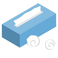 箱ティッシュとごみ・アイソメトリック