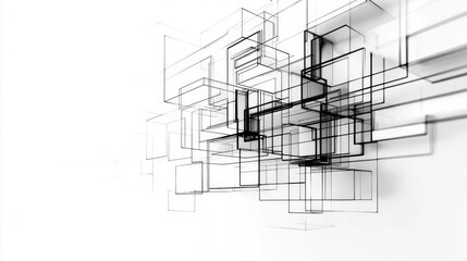 Ink illustration abstract background concept. Abstract design featuring black and white geometric shapes and lines on a clean background.