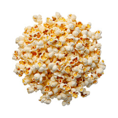 Freshly popped popcorn in fluffy pile, perfect for snacking