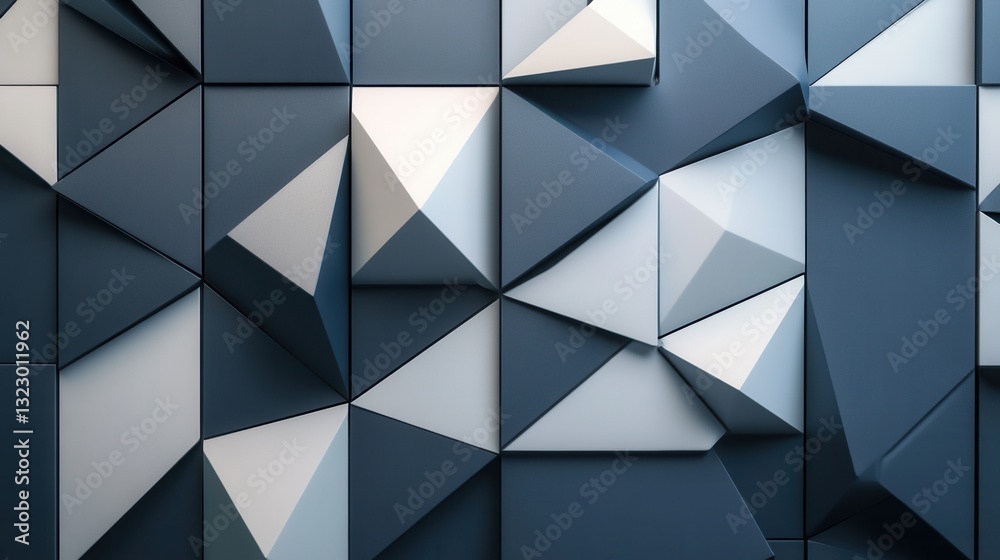 Poster geometric background featuring angular shapes in navy blue, gray, and white, symbolizing governance 