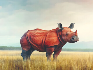 Naklejka premium rhino in the field