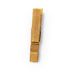 A small wooden paper clip with clipping path. Detail of One Wooden Clothespin or Clothes Peg...