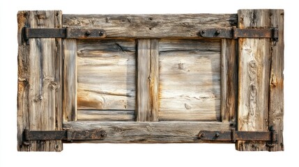 Rustic Wooden Shutter, Isolated, White