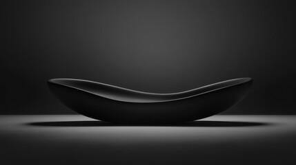 A refined ceramic display stand with a matte finish, centered on a plain background. Soft directional lighting creates a moody yet elegant effect, highlighting its smooth curvature