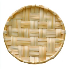 Intricate Woven Bamboo Tray, Close Up View, Generative AI.