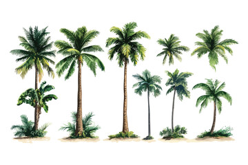 palm trees on white background