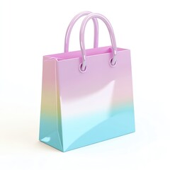 Separate on white background of cute style 3d render shop. Stylish gradient shopping bag design.