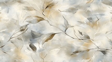Artistic representation of painted leaves and branches in watercolor style