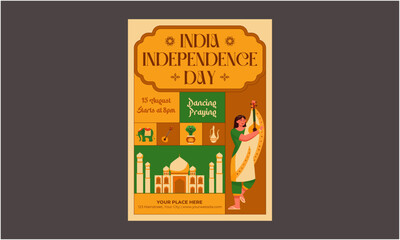 Fototapeta premium Independence India Day Flyer. Happy Independence day India, Flyer design of 15th August, freedom day of India, vector illustration
