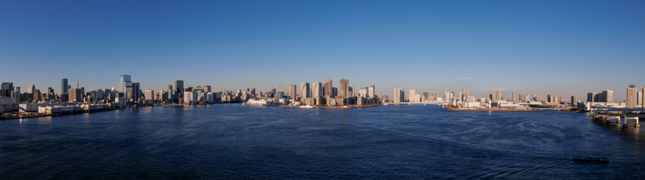 Panorama of Tokyo Bay, Japan.