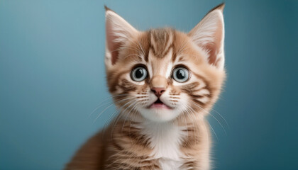 Obraz premium Little Kitten Cute cat on pastel background Animal portrait 