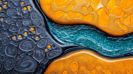 Obraz premium Closeup of a smooth liquid texture creating unique patterns and colors reflecting light in a captivating image
