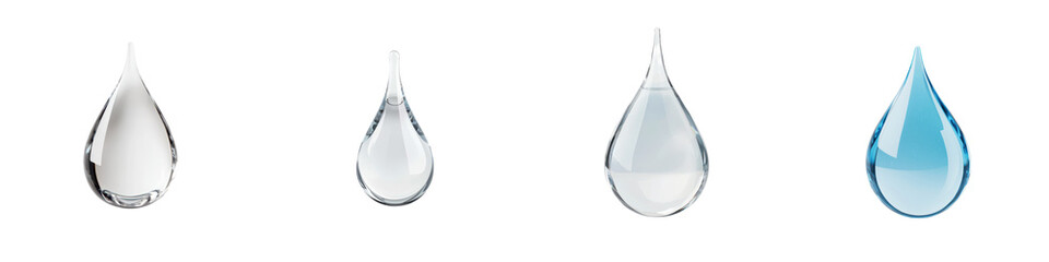 Captivating and visually striking water drops in various transparent glass like shapes and forms  This image showcases the dynamic nature fluidity and intricate details of water in its purest state