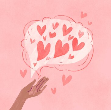 Speech bubble with hearts 