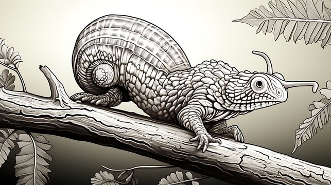 Extinct Armadillo-like Reptile on Branch: A Septon