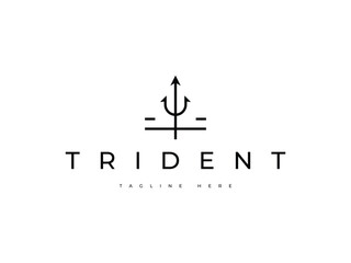 abstract minimal trident line logo design