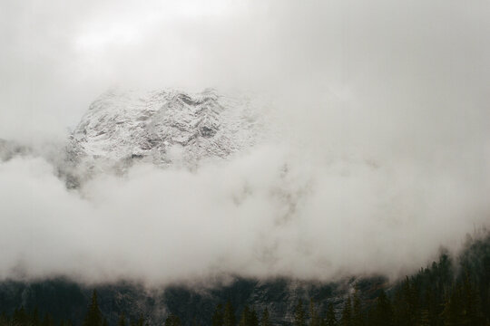 Mountain through clouds 