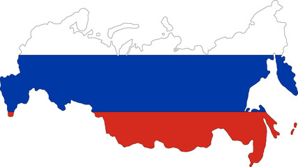 Obraz premium Russia flag on the map illustration vector