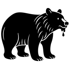 A bear with a honey covered nose silhouette vector illustration