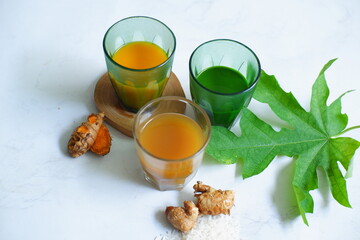 Herbal drink or jamu tradisional in white background 