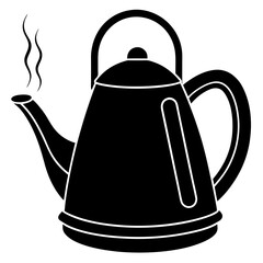 A cartoon style electric kettle steaming