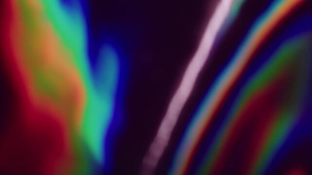 Blur rainbow overflow. Bokeh effect. Slow blurred ripple. Vivid background festive vibe. Smooth color change holographic motion. Prism luminous dazzling flare.