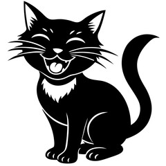 A cat winking mischievously silhouette vector illustration