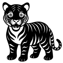 Obraz premium A cat winking mischievously silhouette vector illustration